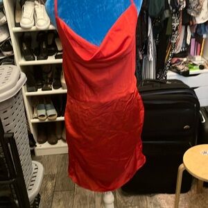 Red satin dress!